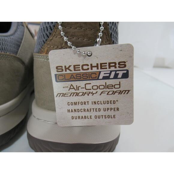 Men\'s Skechers Classic Fit Delson Camben Slip On Shoes Sneakers Taupe Size 11